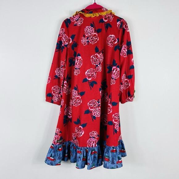 Matilda Jane Size 4 Floral Rose Sleepyhead Long Sleeve Nightgown Red - Picture 3 of 6